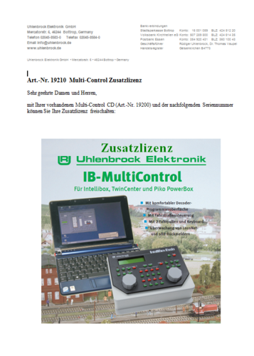 IB-MultiControl Zusatzlizenz